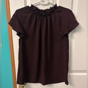 Express Maroon Ruffle Neck Blouse